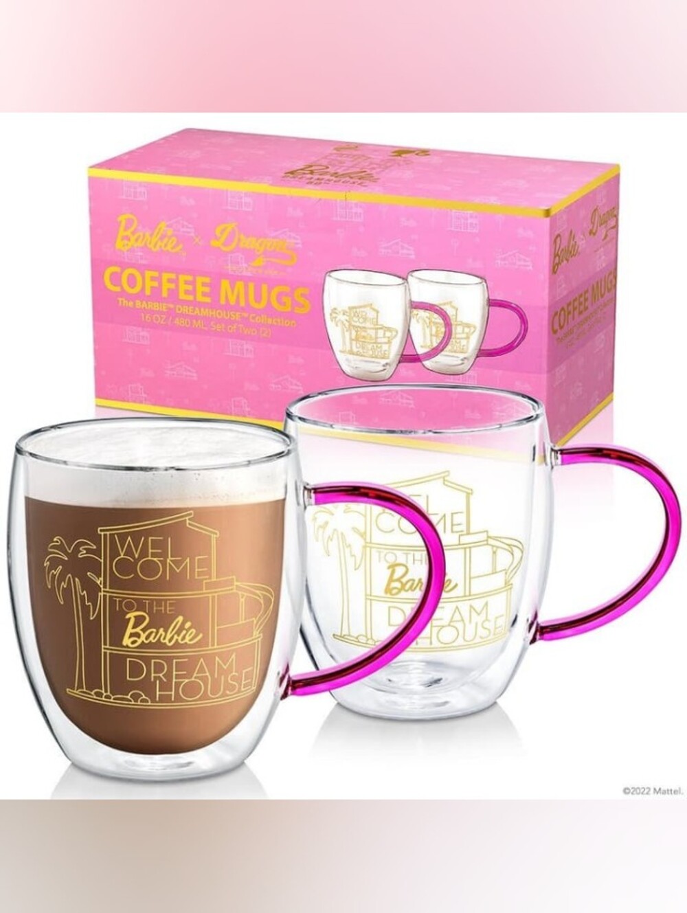 NEW Barbie™ X Dragon Glassware® Dreamhouse™ Coffee Mugs Set of 2